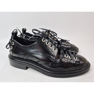 Simone Rocha Women's Black Brogue Derby Cutout Leather Lace Shoes Size 39